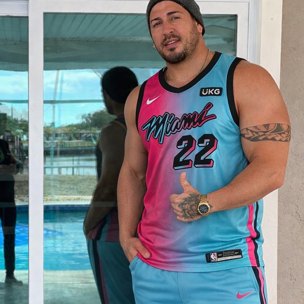 Nike Men's Miami Jersey - Blue and Pink